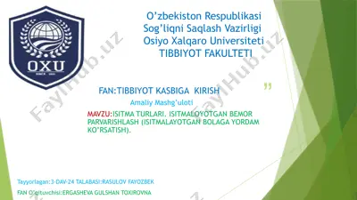 tibbiyot kasbiga kirish — PPTX