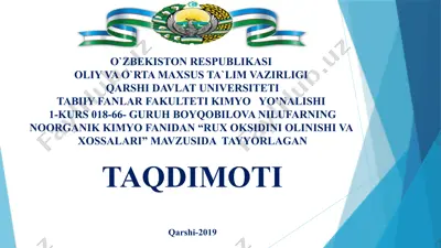 rux oksidini olinishi va xossalari — PPTX