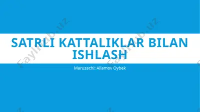 satrli kattaliklar bilan ishlash — PPTX