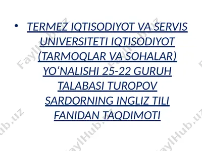 ingliz tili fanidan taqdimot — PPTX