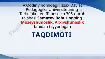 muzeyshunoslik taqdimoti — PPTX