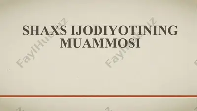 shaxsijodiyotining muammosi — PPTX