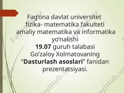 "dasturlash asoslari - sin(f(x)) funksiya grafigini chizish dasturi" — PPTX