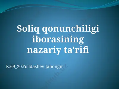 soliq huquq shunosligi — PPTX