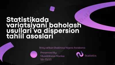 statistikada variatsiyani baholash usullari va dispersion tahlil asoslari — PPTX