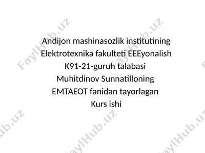 elektrotexnika instituti kurs ishi — PPTX