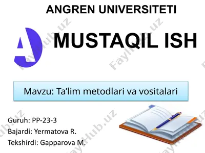 ta'lim metodlari va vositalari — PPTX