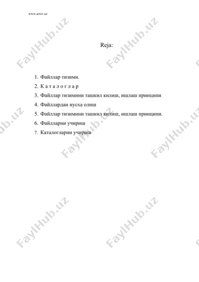 ms dos операцион системасида файл ва каталоглар устида амаллар бажариш — DOC