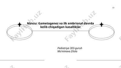gametogenez va ilk embrional davrda kelib chiqadigan kasalliklar — PPTX