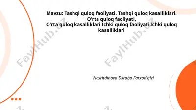 tashqi quloq faoliyati — PPTX