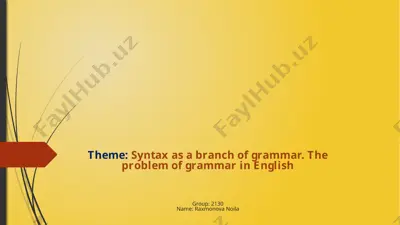 syntax as a branch of grammar — PPTX