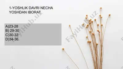 yoshlik davrining oshdan iborat — PPTX