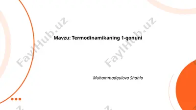 termodinamikaning 1-qonuni — PPTX