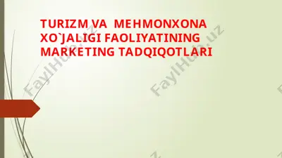 turizm va mehmonxona xo`jaligi faoliyatining marketing tadqiqotlari — PPTX