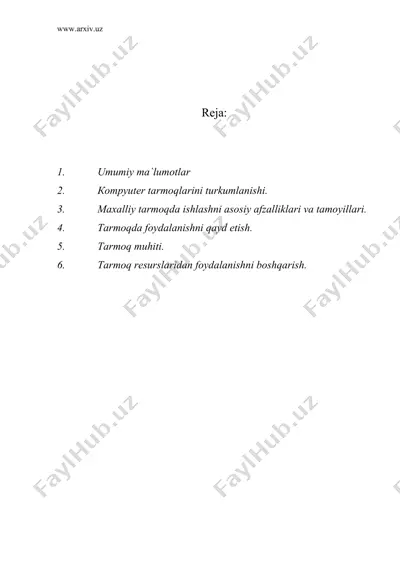 mahalliy kompyuter tarmogida ishlash asoslari — DOC