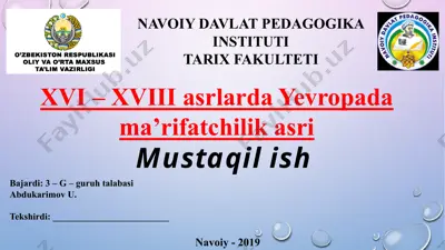 yevropa ma'rifatchilik davri — PPTX