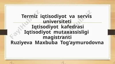 xususiy korxonalarni tashkillash va databir korlik imkoniyatlari — PPTX