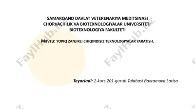 yopiq zanjirli chiqindisiz texnologiyalar yaratish — PPTX