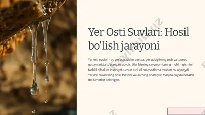 yer osti suvlari: hosil bo'lish jarayoni — PPTX