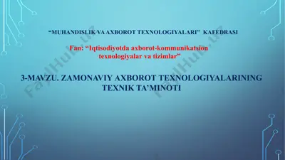 biznesda qo'llaniladigan kompyuterlar turlari — PPTX