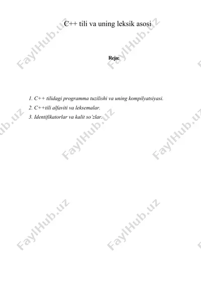 c++ tili va uning leksik asosi — DOC