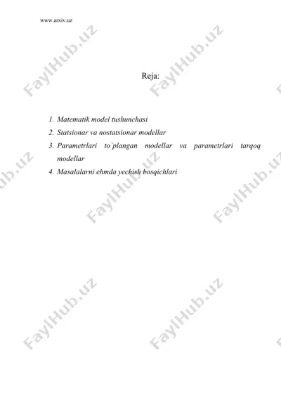 matematik modellashtirishning asosiy tushunchalari. masalalarni ehmda yechish bosqichlari — DOC