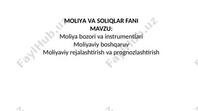 moliyaviy bozorlar va instrumentlari — PPTX