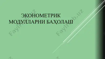 ekonometrik modullarni baholash — PPTX