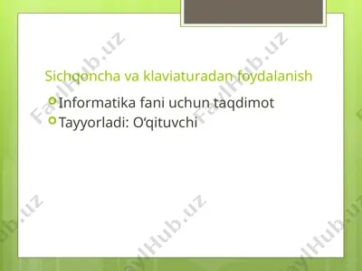 sichqoncha va klaviaturadan foydalanish — PPTX