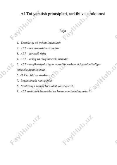 altni yaratish printsiplari, tarkibi va strukturasi — DOC