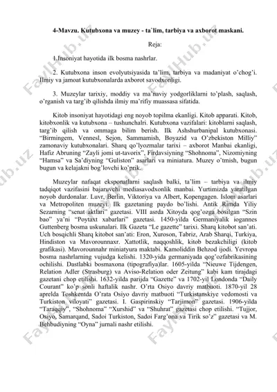 kutubxona va muzeylar — DOCX