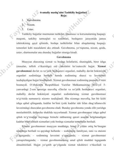 tashkiliy hujjatlari — DOCX