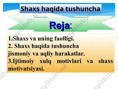 shaxs haqida tushuncha — PPT