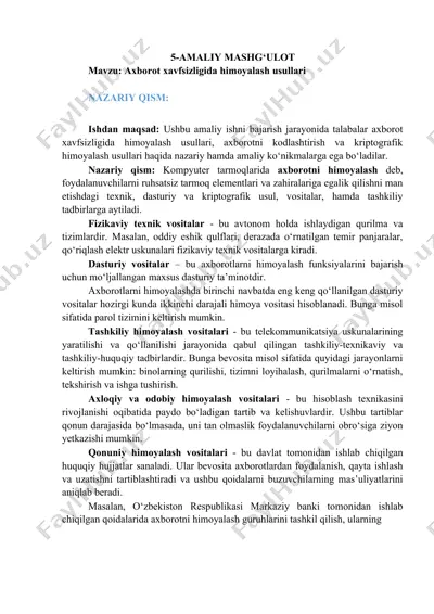 axorot xavfsizligi va himoyasi — DOCX