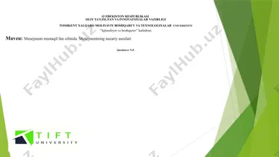 menejment mustaqil fansifatida — PPTX