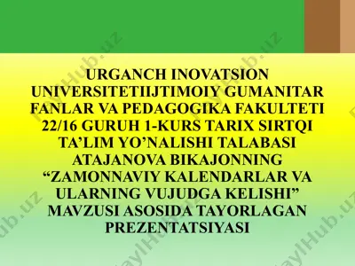 prezentatsiya "zamonaviy kalendarlar va ularning vujudga kelishi" — PPTX