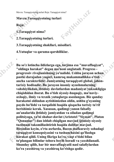 taraqqiyotning turli xil shakllari — DOCX