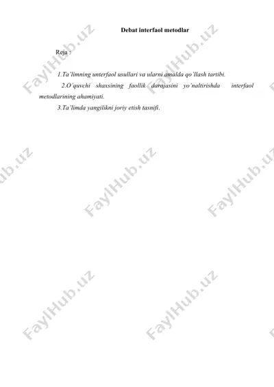 debat interfaol metodlar — DOCX