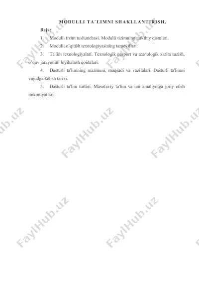 modulli ta`limni shakllantirish — DOCX