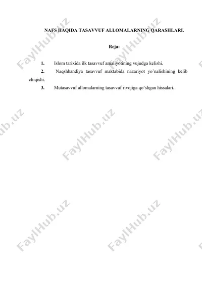 tasavvuf tarixi — DOCX