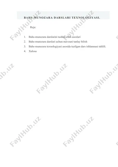 bahs-munozara darslari texnologiyasi — DOCX