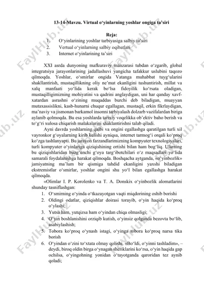 virtual o‘yinlarning yoshlar ongiga ta’siri — DOCX