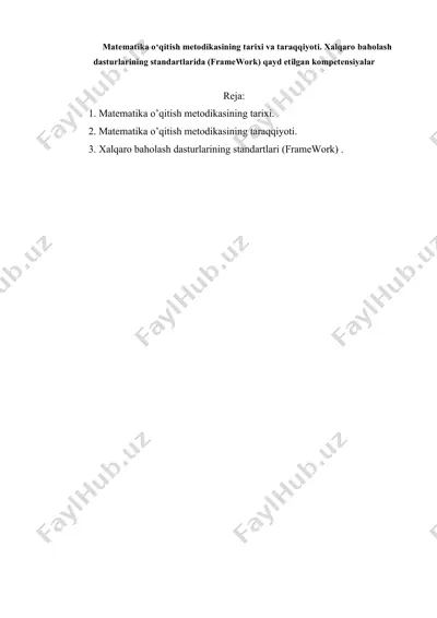 matematika o'qitish metodikasi — DOCX