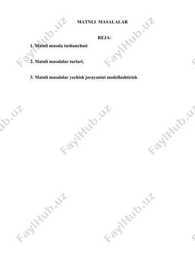 matnli masalalar yechish — DOCX
