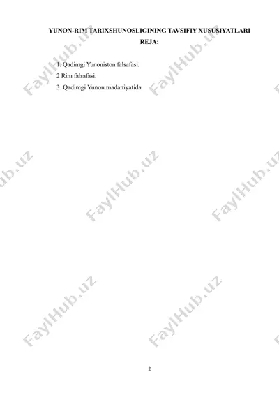 yunon-rim tarixshunosligining tavsifiy xususiyatlari — DOCX