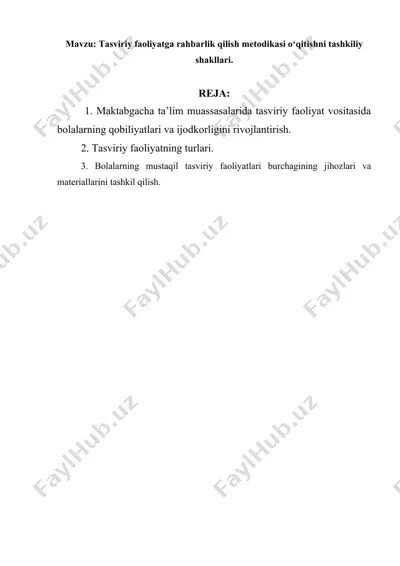 tasviriy faoliyatga rahbarlik qilish metodikasi — DOCX