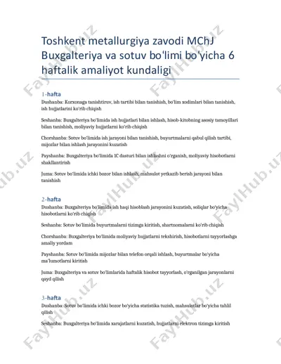 buxgalteriya va sotuv bo‘limi amaliyot kundaligi — DOCX