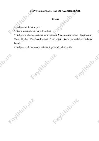 xalqaro savdo nazariyasi — DOCX