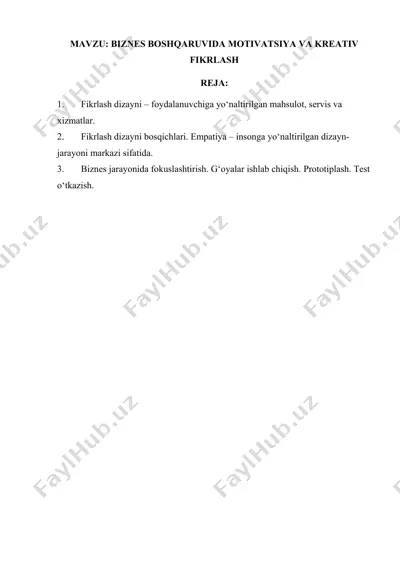 fikrlash dizayni — DOCX