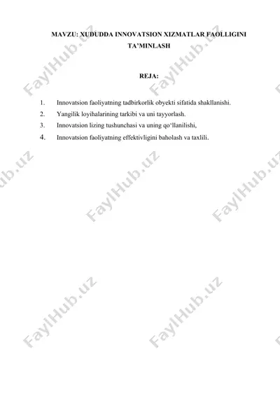 innovatsion faoliyatning effektivligini baholash — DOCX